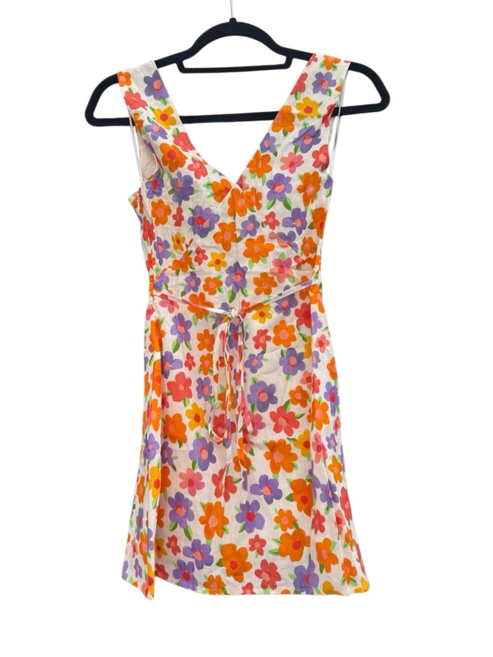 PepperMayo Women's Monday Margs Floral Linen Blend Mini Dress in Blooming Size 2 - Picture 6 of 11